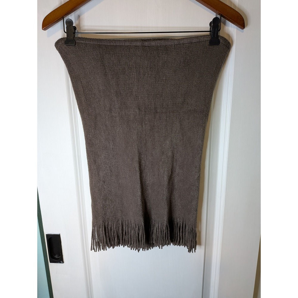MarveLush Layers by Lizden Taupe Brown Fringe Knit Tube Top Plus One Size